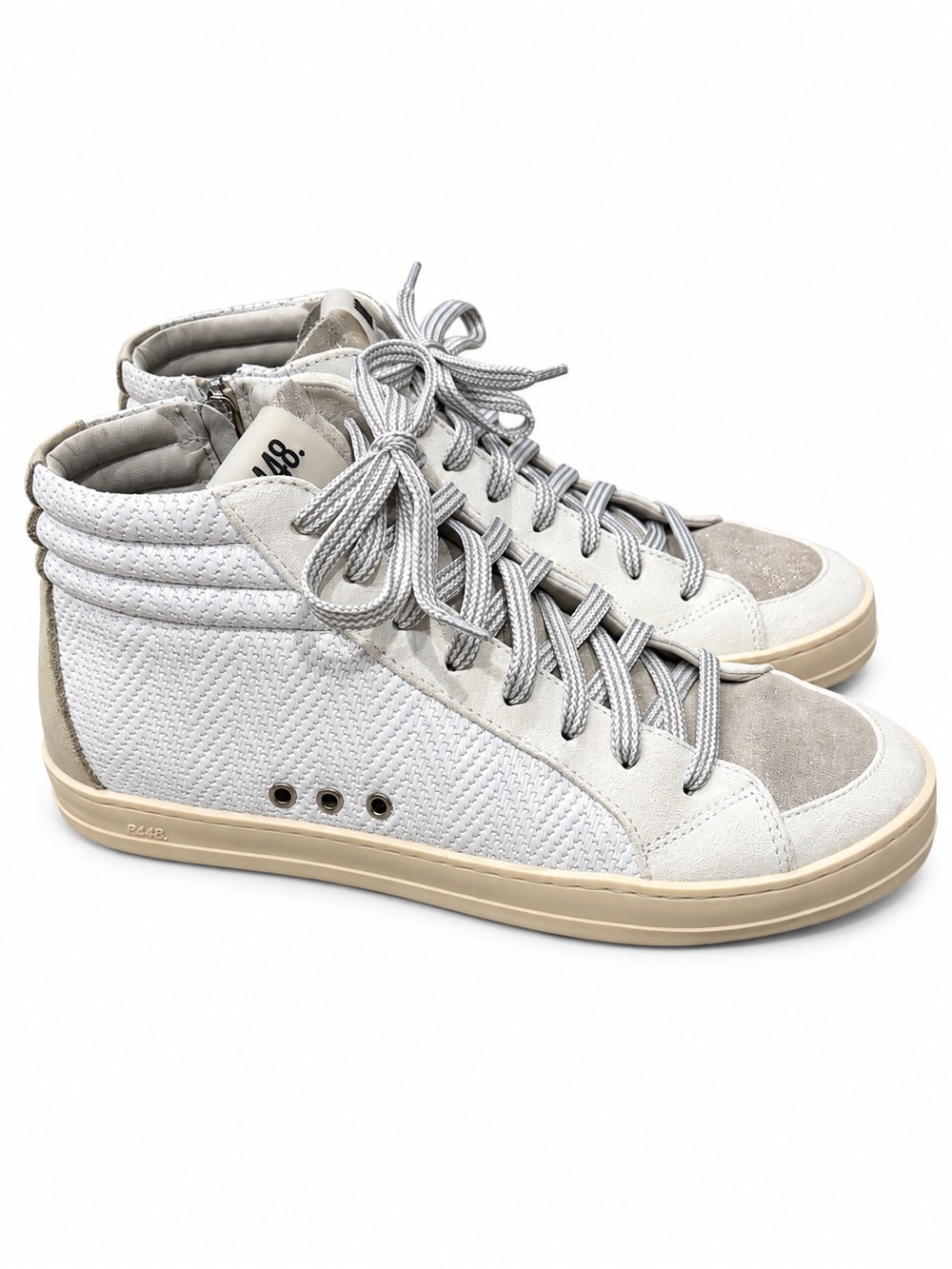 P448 Thea White/Ara High Top Sneakers EU 38 Gray Suede With the Box